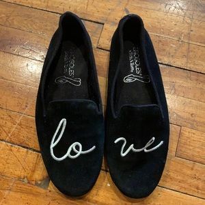 Black velour LOVE flats